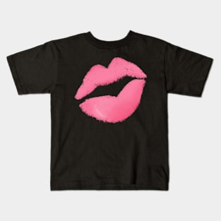 Fun pink lipstick kiss print Kids T-Shirt